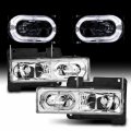 Amerilite Clear Crystal Led Halo Headlights Pair For Chevy Fullsize Truck Suv Passenger And Driver Side