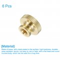 Uxcell Knurled Thumb Nuts 6pcs M6 X D20mm H12mm Brass High Head Through Hole With Collar Round Knobs Fasteners For 3d Printer
