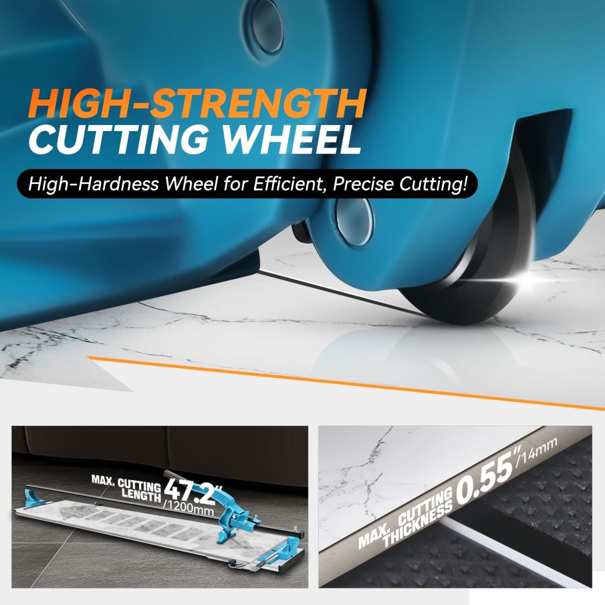 Auto Dynasty 47 Inch Manual Tile Cutter Porcelain Ceramic With Anti-skid Feet And Tungsten Carbide Cutting Wheel Machine