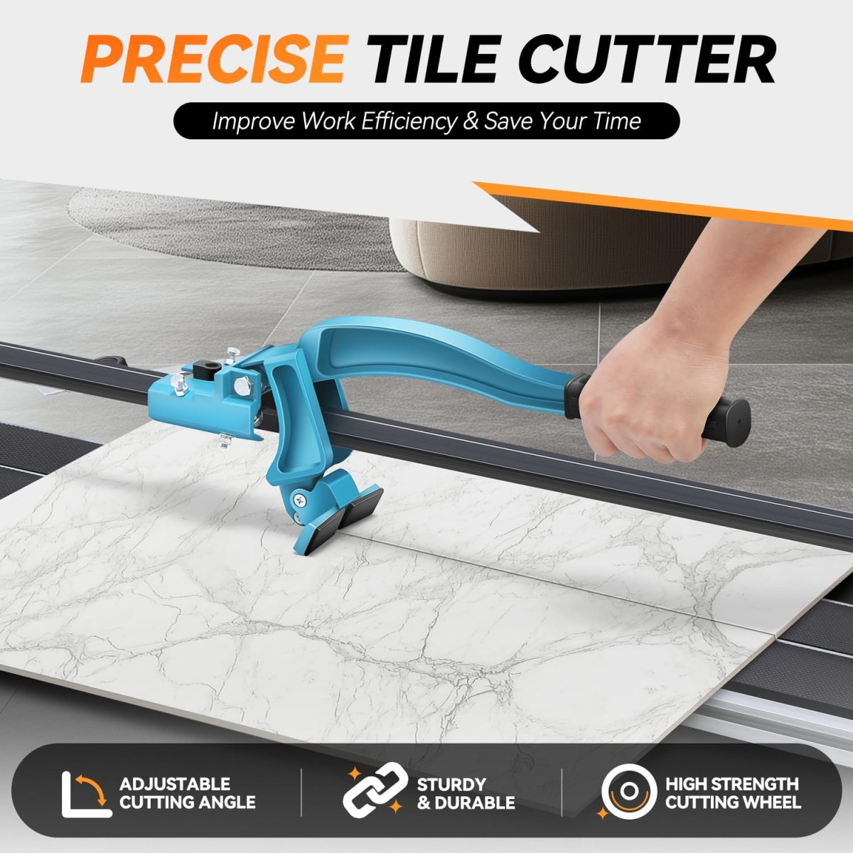 Auto Dynasty 47 Inch Manual Tile Cutter Porcelain Ceramic With Anti-skid Feet And Tungsten Carbide Cutting Wheel Machine