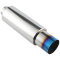 Stainless Steel Exhaust Muffler Kit 2 Inlet 3 Outlet 15 In Length Performance Resonator Universal Car Tips Burnt Color 