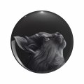 Beautiful Grey Cat Double Sided Stainless Steel Keychain 3d Resin Encased Round Design 1 25 In Diameter For Keys Backpack And 