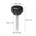 Uxcell 20pcs M6 X 35mm Male Thread Knurled Knobs Thumb Screws Clamping Grip 25mm Plastic Round Head Hand Thumbscrews Black