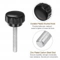 Uxcell 20pcs M6 X 35mm Male Thread Knurled Knobs Thumb Screws Clamping Grip 25mm Plastic Round Head Hand Thumbscrews Black