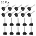 Uxcell 20pcs M6 X 35mm Male Thread Knurled Knobs Thumb Screws Clamping Grip 25mm Plastic Round Head Hand Thumbscrews Black