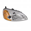 Headlightsdepot Chrome Housing Halogen Headlight For Honda Civic 2-door Coupe 2001-2003 Includes Right Passenger Side Headlamp 