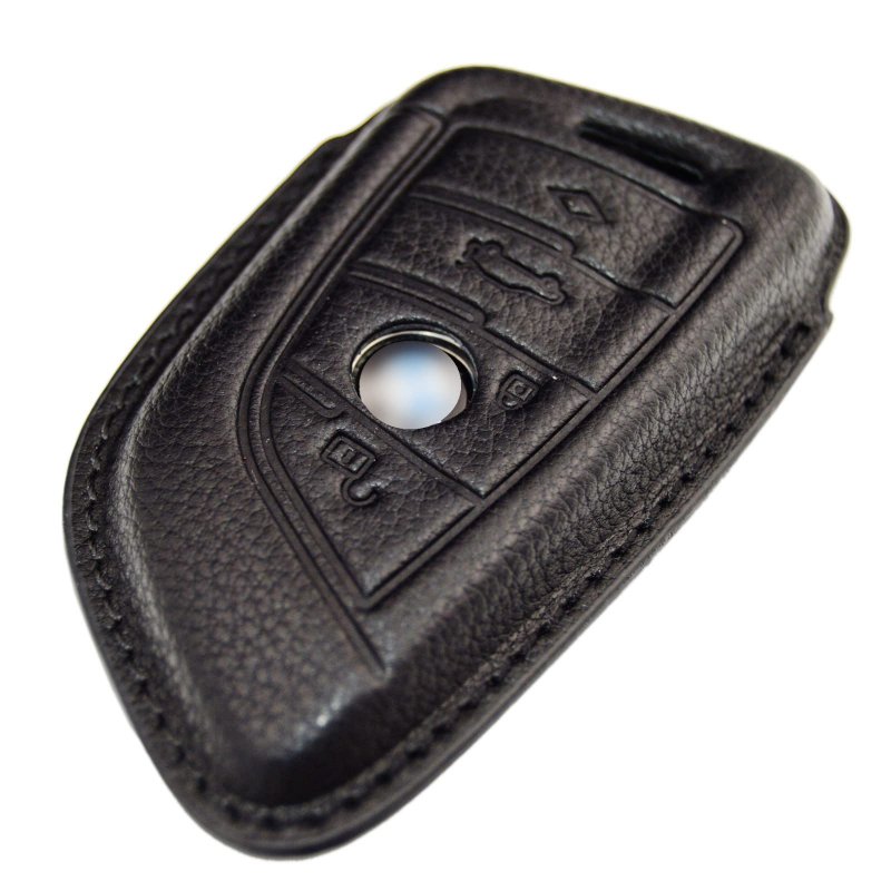 Leather Key Fob Cover Withchain And Hook For Bmw 1 2 3 4 5 6 7 M Series X1 X2 X3 X5 X6 Z4 4 Button Smart Key Case Black 2015 To