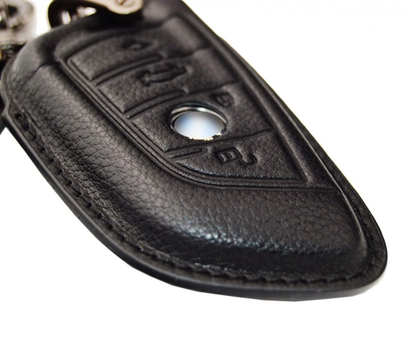Leather Key Fob Cover Withchain And Hook For Bmw 1 2 3 4 5 6 7 M Series X1 X2 X3 X5 X6 Z4 4 Button Smart Key Case Black 2015 To