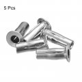 Uxcell M5 Multi-grip Rivet Nuts 5pcs Pre-bulbed Shank Flat Head Threaded Insert Nut 304 Stainless Steel Plus For Construction