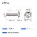 Uxcell Flanged Button Head Socket Cap Screws M6 22mm Hex Drive 304 Stainless Steel Fasteners Bolts Fully Threaded Machine Screw