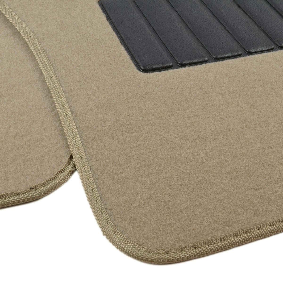 Bdk Classic Carpet Floor Mats For Car Auto Universal Fit -front Rear With Heelpad Medium Beige