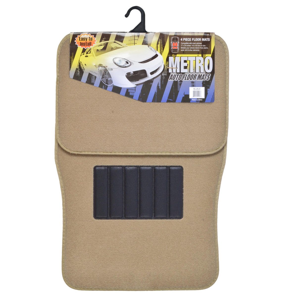 Bdk Classic Carpet Floor Mats For Car Auto Universal Fit -front Rear With Heelpad Medium Beige
