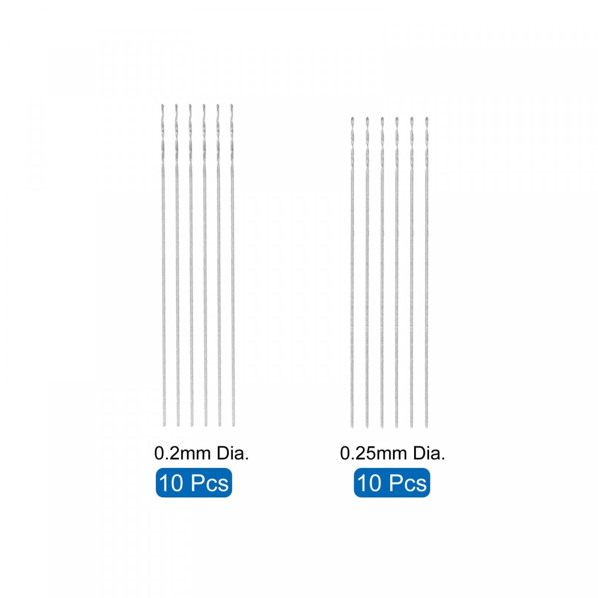 20 Pcs Micro Drill Bits Set 2mm And 0 25mm High Speed Steel Fully Ground Jobber Twist For Mild Copper Aluminum Plastic
