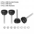 Uxcell 4 Set M6 X 35mm Male Thread Knurled Knobs Thumb Screws With Nuts Washers Clamping Knob Grip 25mm Plastic Head Hand