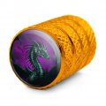 Black Dragon Valve Stem Caps For Tire Rim Wheel Aluminum Yellow