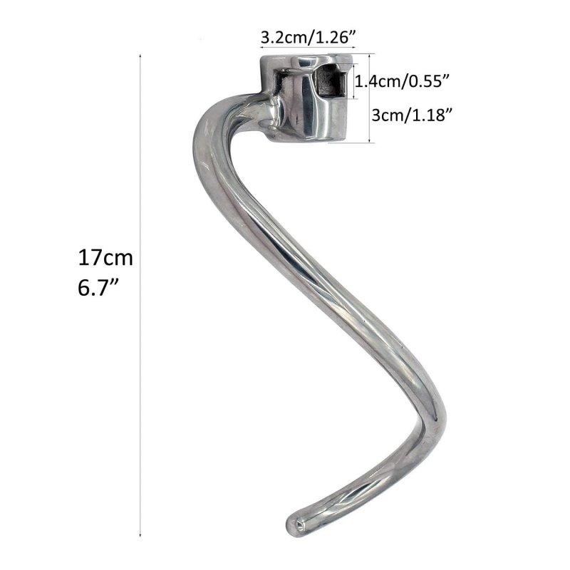 Stainless Steel Spiral Dough Hook Attachment For Kitchen Aid Stand Mixer Medium Size