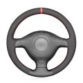 Mewant Car Steering Wheel Cover Hand Stitch Black Suede And Genuine Leather For Volkswagen Cabrio 2000-2002 Gti 1999-2005 Jetta