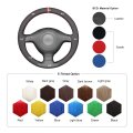 Mewant Car Steering Wheel Cover Hand Stitch Black Suede And Genuine Leather For Volkswagen Cabrio 2000-2002 Gti 1999-2005 Jetta