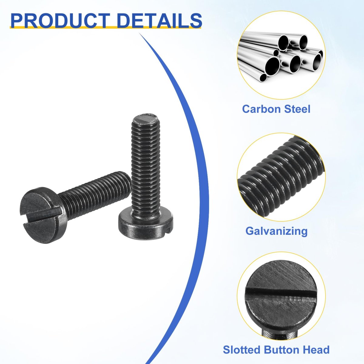 Black Oxide Slotted Button Head Screws 10pcs 6-48 X 1 2 Carbon Steel Machine Screw For Furniture And Electrical Components