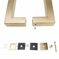 Top Hardware Stainless Steel 304 Grade Tubular Back To Shower Door Pull Handle 8-inch Square Satin Brass Finish Sssp203sg 