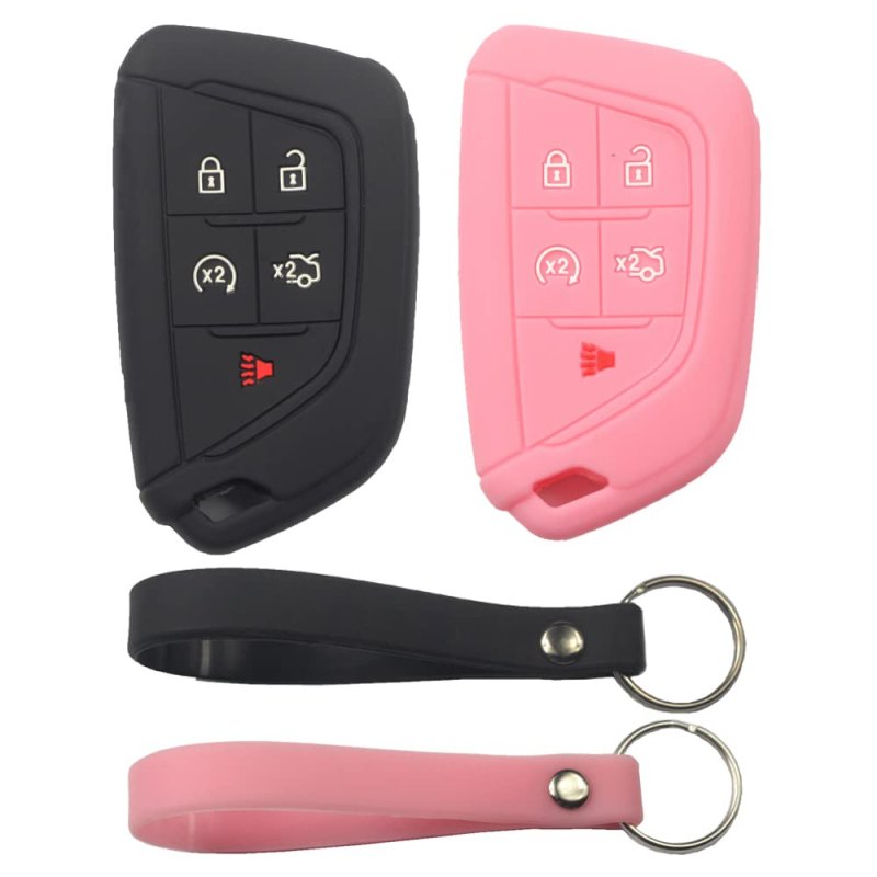 2 Pack Silicone 5 Button Smart Key Fob Cover For Cadillac Ct4 Ct5 2020 2021 2022 2023 Rubber Remote Case Protector With