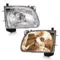 Hecasa Pair Headlights W Bulbs For 2001-2004 Toyota Tacoma Halogen Headlamp Front Light Clear Lens Black Housing Replacement 