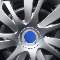 Acropix 70mm Dia 6 Clips Wheel Tyre Center Hub Caps Covers For Vehicle Silver Tone Gloss Blue Pack Of 4