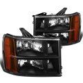 Black Housing Amber Corner Headlight Head Lamps Tool Kit Compatible With Gmc Sierra 1500 2500hd 3500 Hd 07-14