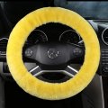 Dotesy Pure Wool Auto Steering Wheel Cover Genuine Sheepskin Great Grip Anti-slip Car Cushion Protector Universal 15 Inch For