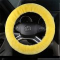 Dotesy Pure Wool Auto Steering Wheel Cover Genuine Sheepskin Great Grip Anti-slip Car Cushion Protector Universal 15 Inch For
