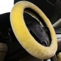 Dotesy Pure Wool Auto Steering Wheel Cover Genuine Sheepskin Great Grip Anti-slip Car Cushion Protector Universal 15 Inch For