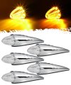 Partsam 5pcs Amber Torpedo Cab Marker Lights Chrome Roof Running Led Top Clearance With Dual Luminance For International 