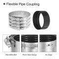 Uxcell Flexible Pipe Coupling 129mm Connector With Stainless Steel Hose Clamps Repair Clamp For Plastic And Metal Pipes