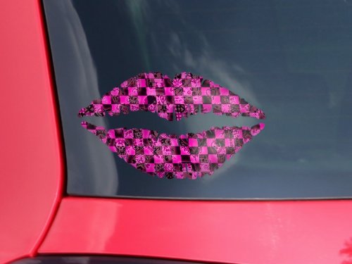 Lips Decal 9x5 5 Pink Checkerboard Sketches
