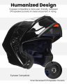 Ilm Motorcycle Helmets Modular Full Face Moped Helmet Flip Up Dual Visor For Adult Dot Ws202 Gloss Black Large
