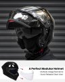 Ilm Motorcycle Helmets Modular Full Face Moped Helmet Flip Up Dual Visor For Adult Dot Ws202 Gloss Black Large