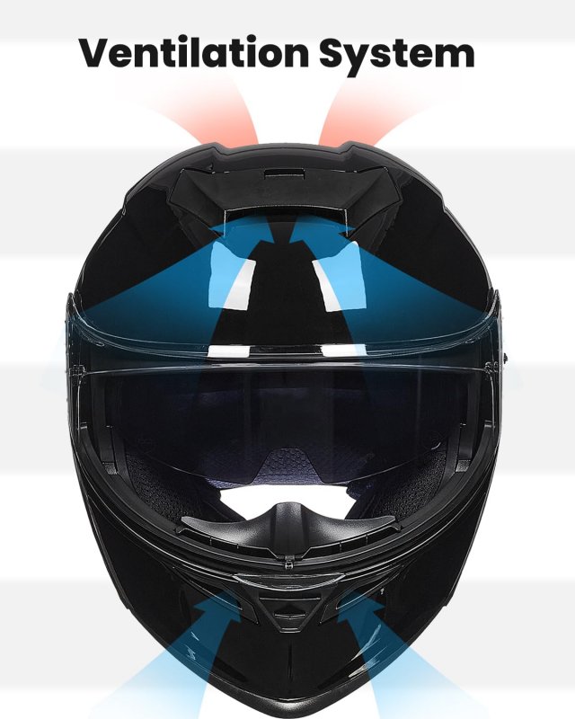 Ilm Motorcycle Helmets Modular Full Face Moped Helmet Flip Up Dual Visor For Adult Dot Ws202 Gloss Black Large