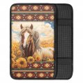 Belidome Aztec Sunflower Horse Car Armrest Cover Universe Suv Trucks Center Console Protector Cushion Pads Auto Interior Decor 