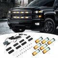 Wsays 8pcs Universal Surface Mount Dual Row 24leds Amber White Emergency Hazard Warning Strobe Lights Kit For Truck Jeep Utv 