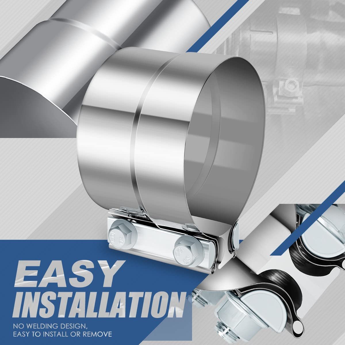 Auto Dynasty Pack Of 2 4 Inches Id Lap Joint Band Exhaust Muffler Seal Clamps Sleeve Universal Use For Od Slip Fit Pipe