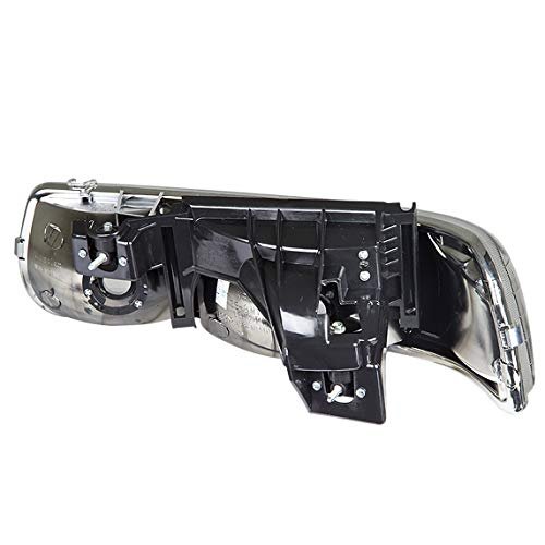 Auto Dynasty For Chevy Silverado Gmt800 2pc Pair Of Chrome Housing Headlight Black Clear Lens 3d Led Tail Light
