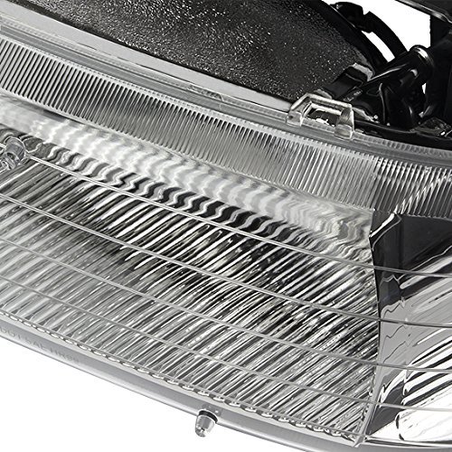 Auto Dynasty For Chevy Silverado Gmt800 2pc Pair Of Chrome Housing Headlight Black Clear Lens 3d Led Tail Light