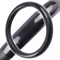 Carbon Fiber Steering Wheel Cover Black Faux Leather Vinyl With Accent Universal Fit 14 5 To 5 In Sw-709-bb-s 