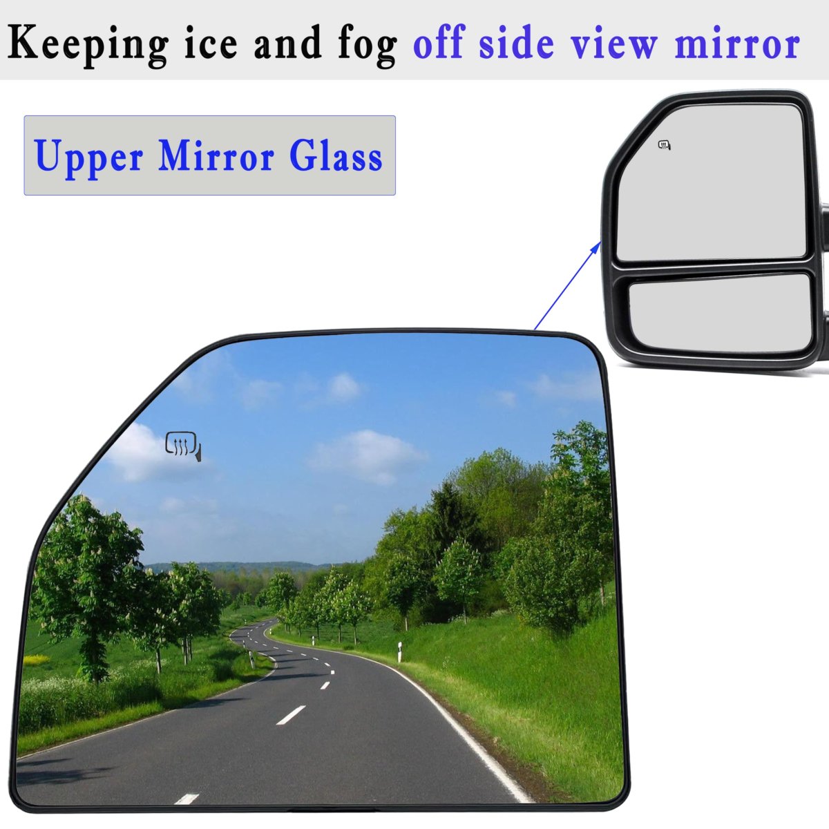 Driver Side Heated Upper Mirror Glass For 2015 2022 Ford F150 F250 F350 F450 F550 Super Duty Truck Left Towing Fl3z17k707t