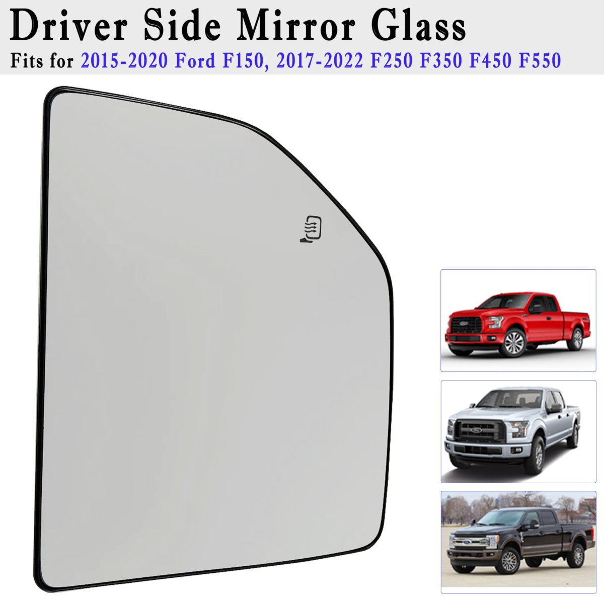 Driver Side Heated Upper Mirror Glass For 2015 2022 Ford F150 F250 F350 F450 F550 Super Duty Truck Left Towing Fl3z17k707t