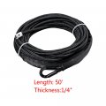 Anzio 1 4 X 50 Winch Cable Rope 7000 Lbs Rock Guard Sheath Hawse Fairlead Stopper Hoook Black Red Hook 3000lbs To 4000lbs