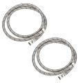 2 Pcs Braided Supply Connector 47 Inch Length Stainless Steel Faucet Lines 3 8 To Compression Hose With Brass Nuts For Kitchen 