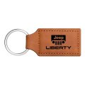 Jeep Liberty Rectangular Brown Leatherette Key Chain