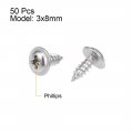 Uxcell 3x8mm Self Tapping Screws Phillips Pan Head With Washer Screw 304 Stainless Steel Fasteners Bolts 50pcs
