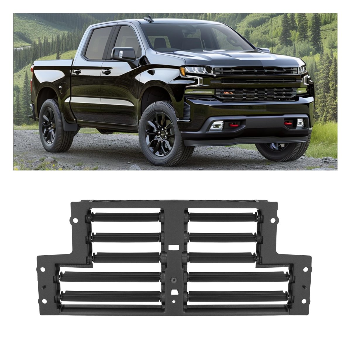 Radiator Air Shutter For 2019-2021 Silverado 1500 Gmc Sierra Extended Cab Denali Crew 2 7l And 3 0l Active Grille Plastic
